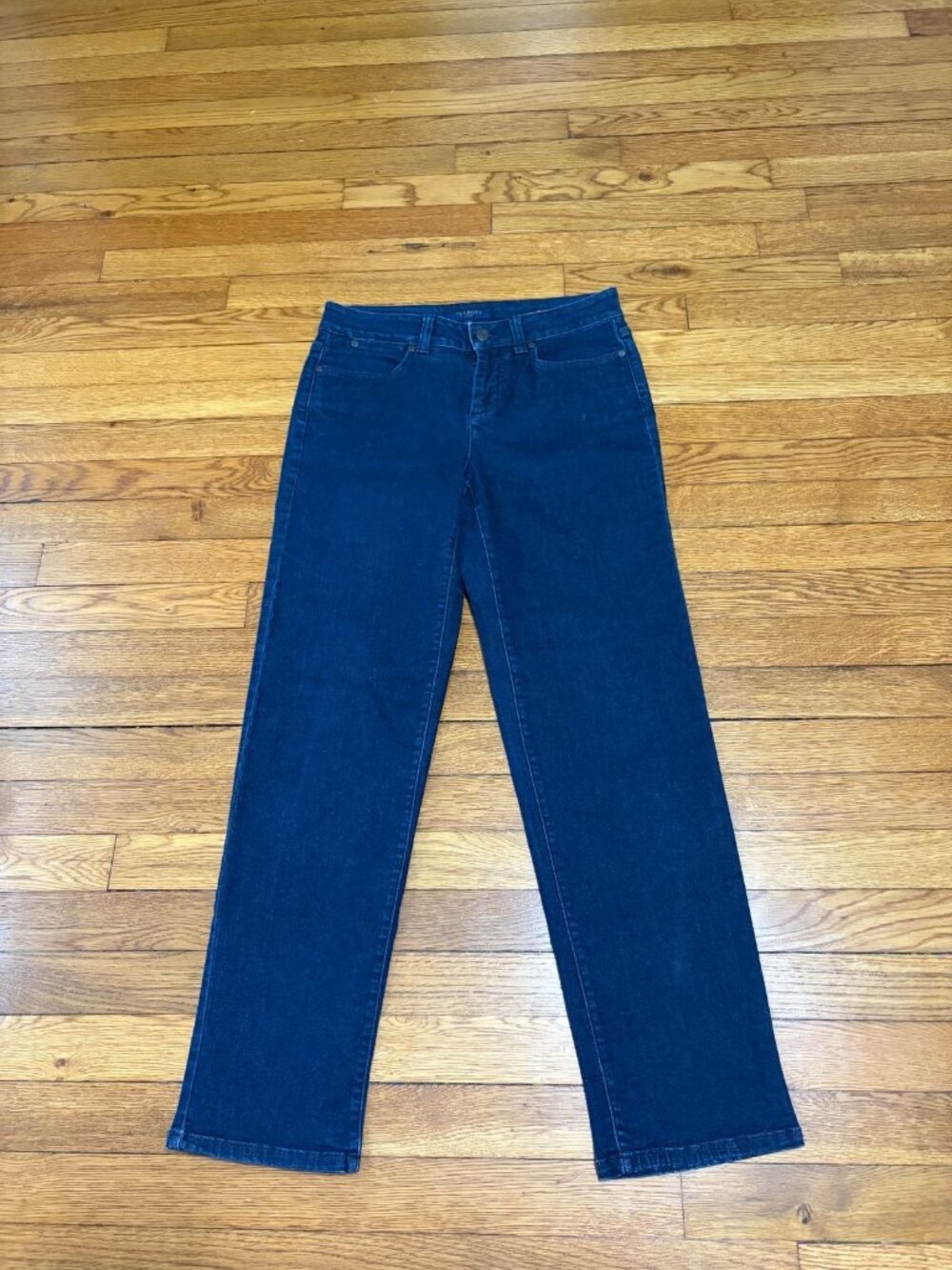 Talbots Womens Curvy Straight Leg Jeans Size 4 Blue Dark Wash Stretch Denim